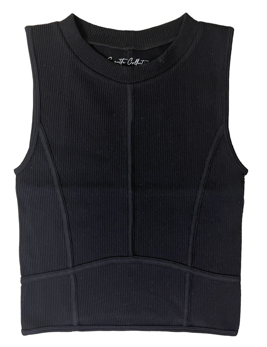 Suzette High Neck Ribbed Tank