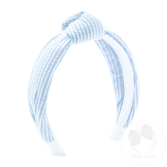 Seersucker Headband, Blue