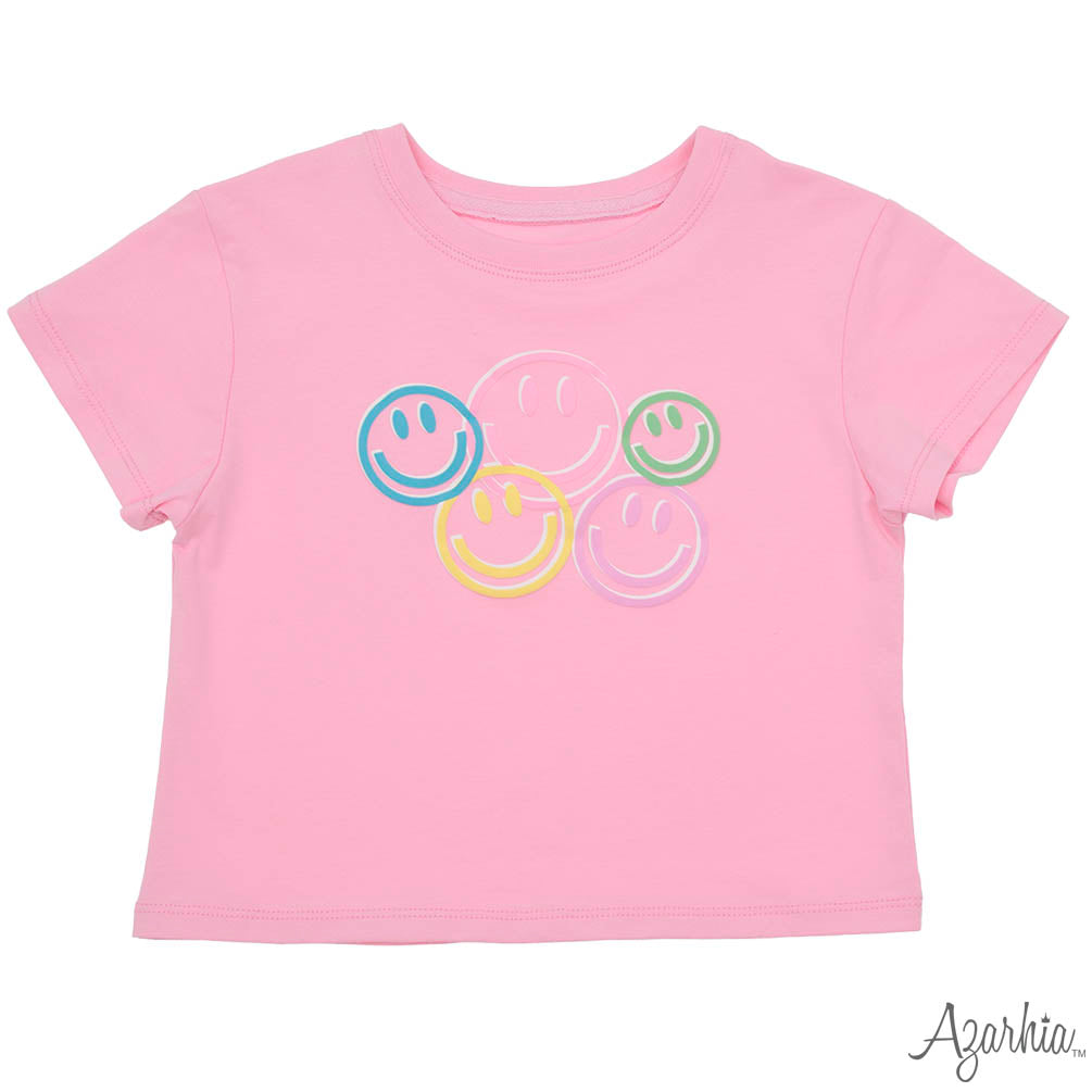Smiley Face Puffy Pink Boxy Tee