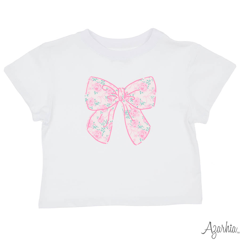 Big Bow in Rosie Print White Boxy Tee