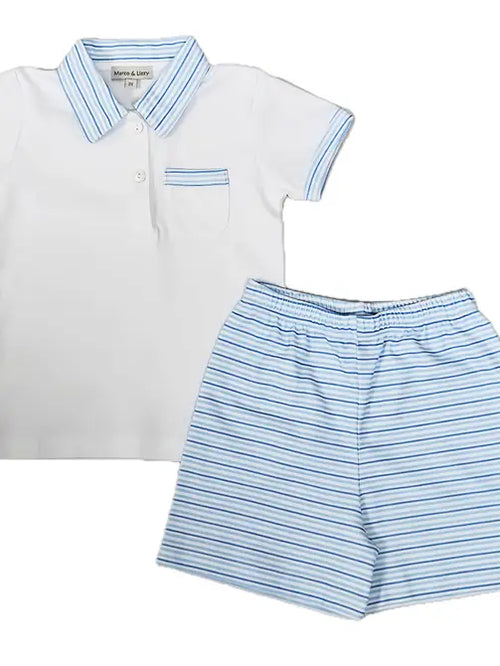 Blue Spring Flowers Boys Short Set