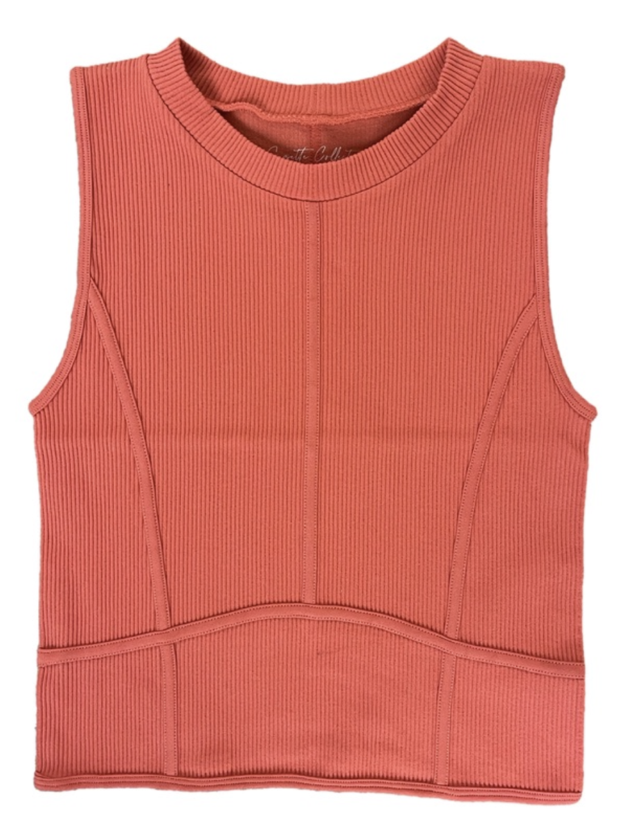 Suzette High Neck Ribbed Tank