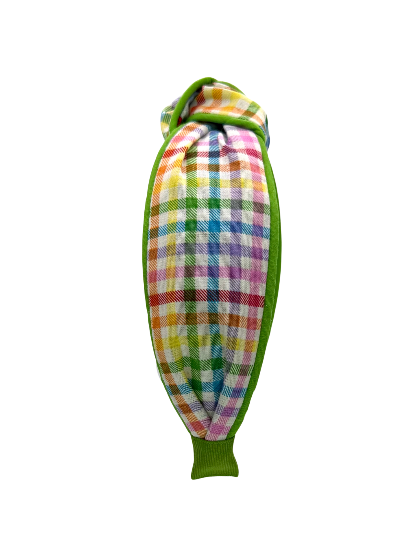 Rainbow Gingham with Green Piping