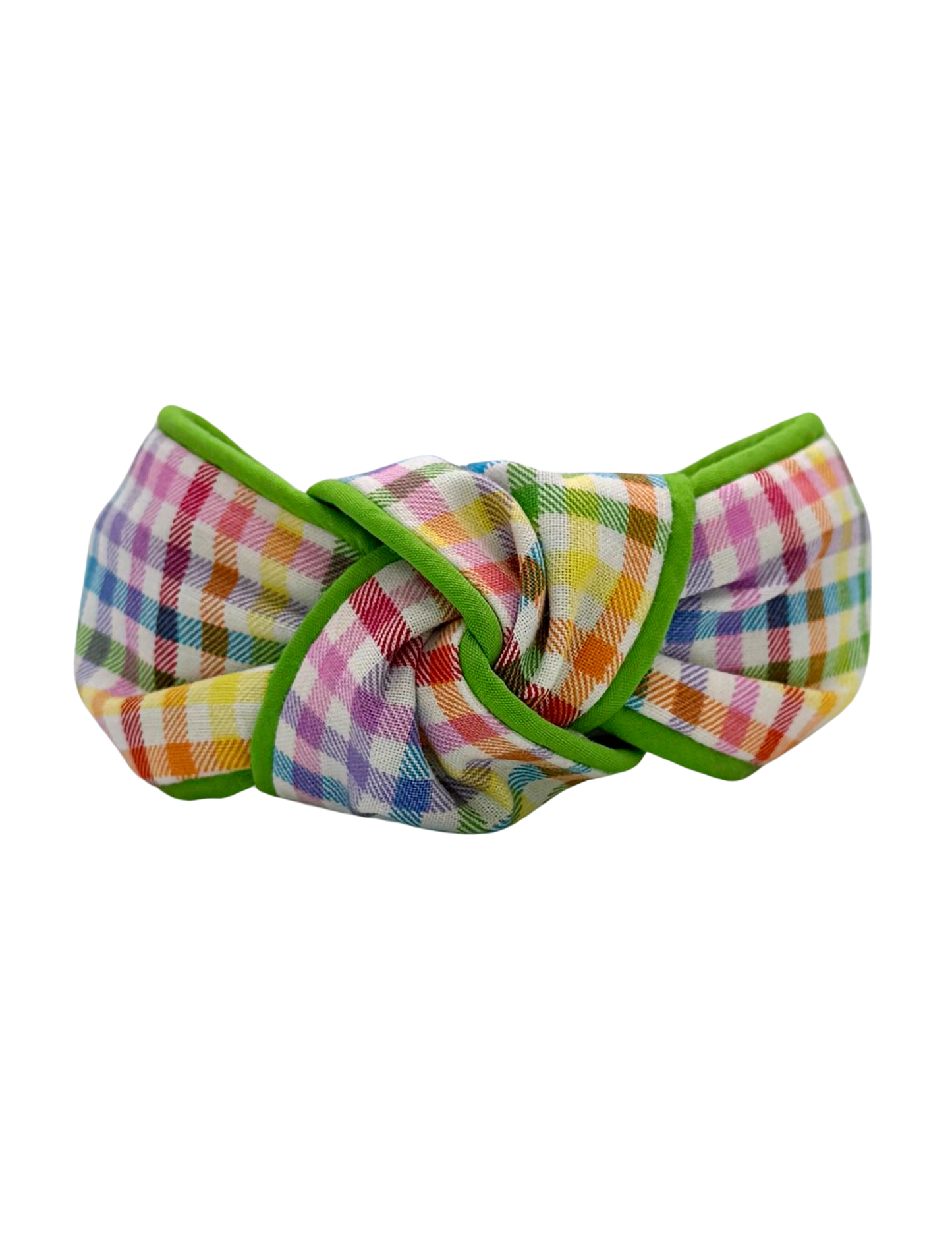 Rainbow Gingham with Green Piping