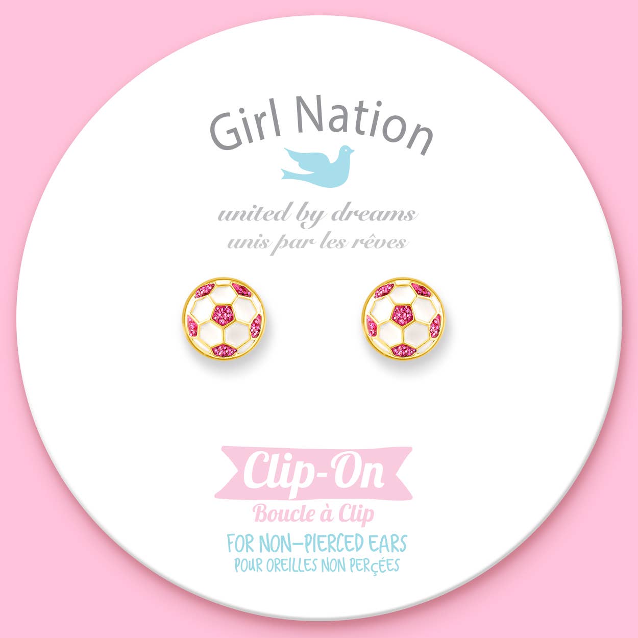 Glitter Soccer Ball Cutie Clip On Earrings