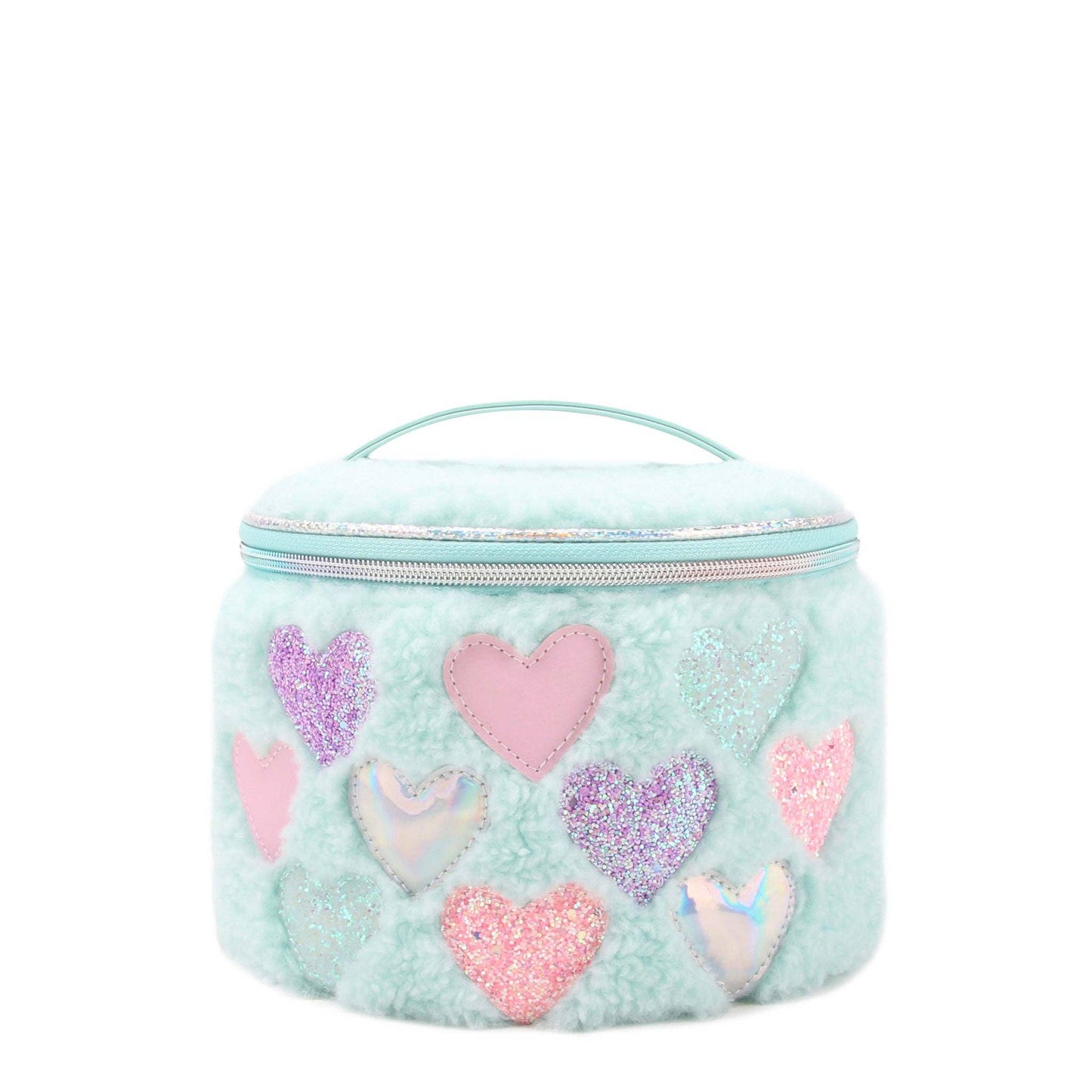 Heart Patched Sherpa Round Glam Bag