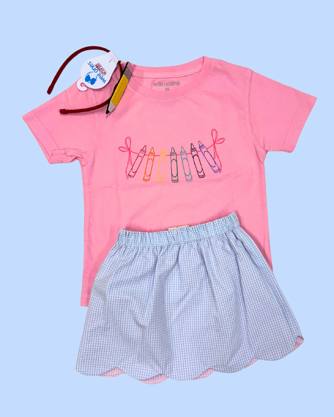 Crayons with Bows Shirt, Light Pink