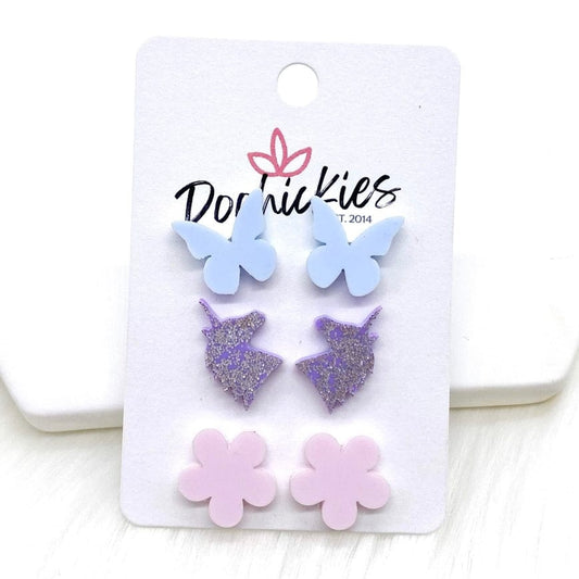 Butterfly, Unicorn, and Flower Earring Set