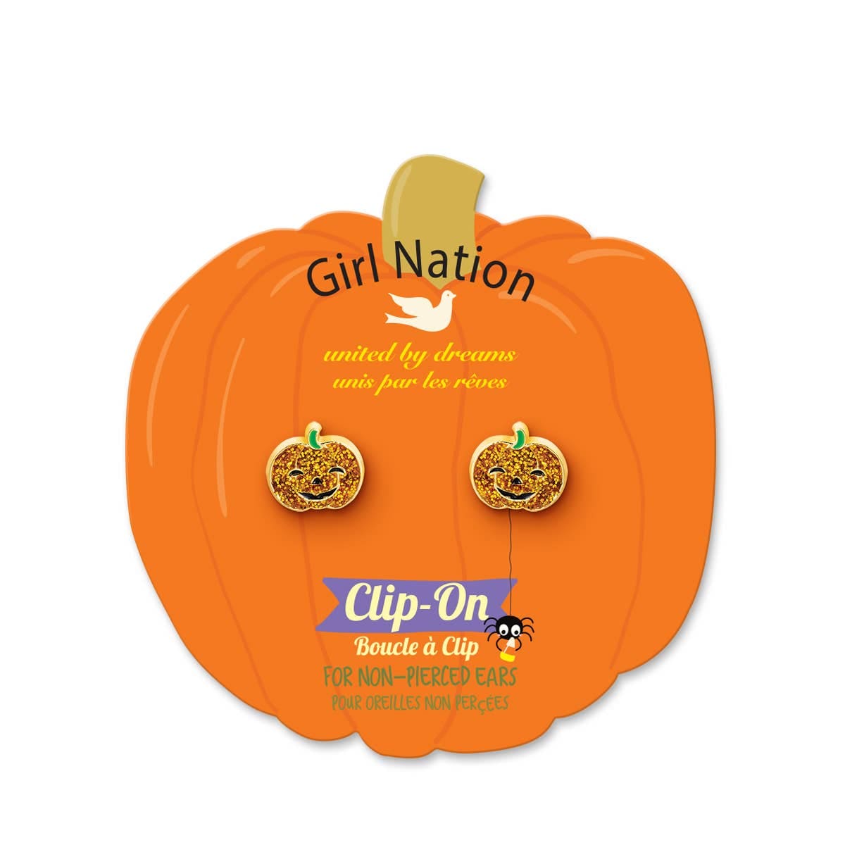 Glitter Pumpkin Clip-On Earrings