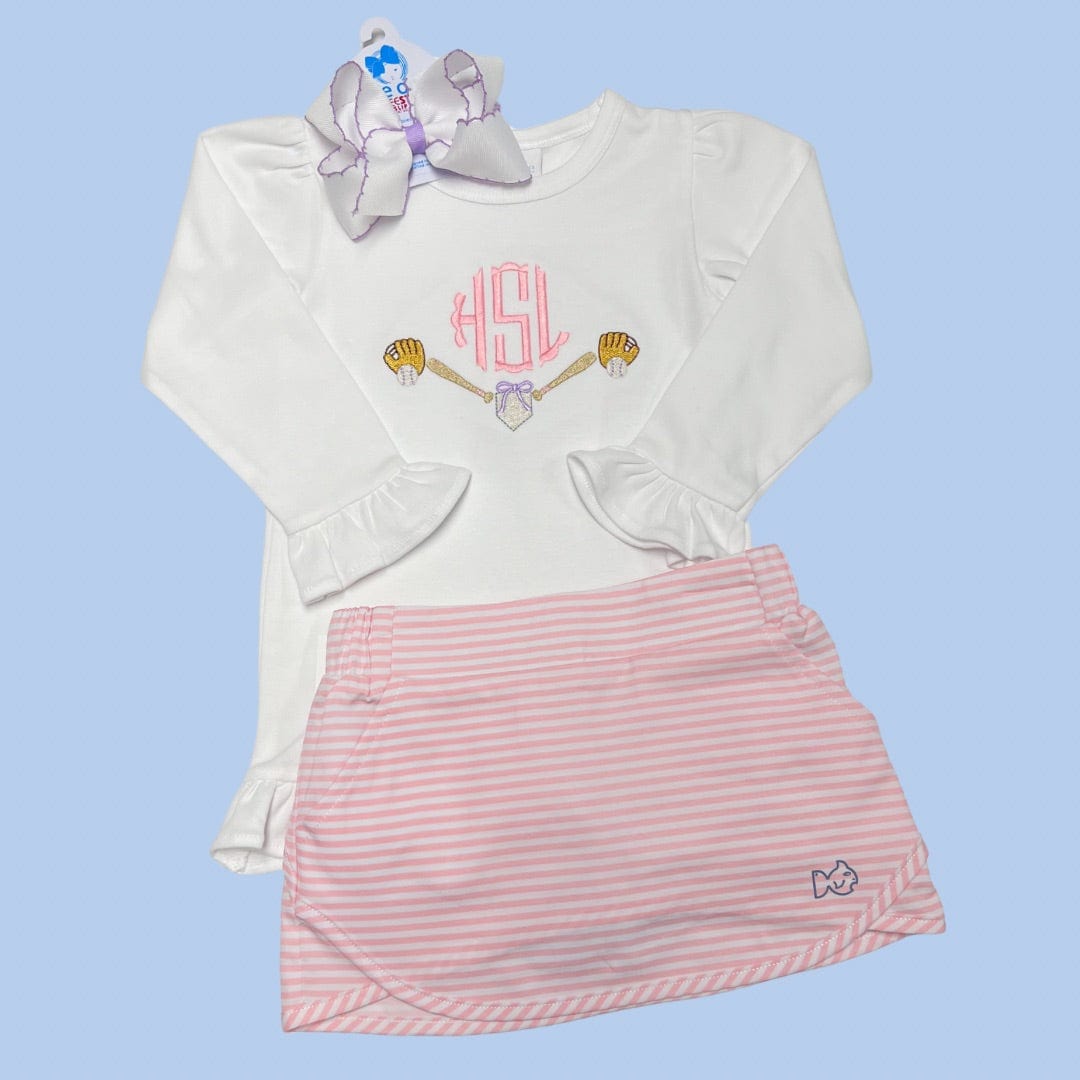 Girls Baseball Monogram Frame Shirt