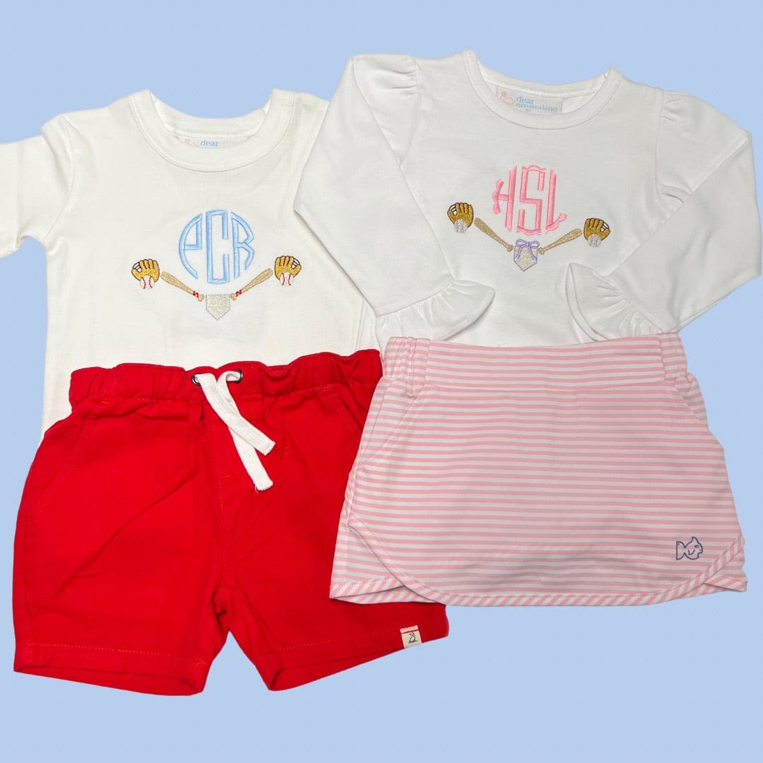 Girls Baseball Monogram Frame Shirt
