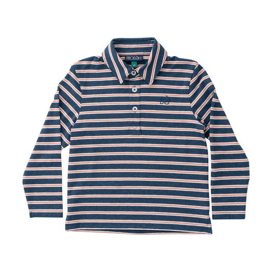 Too Cool for School Polo, Dark Denim & Crabapple