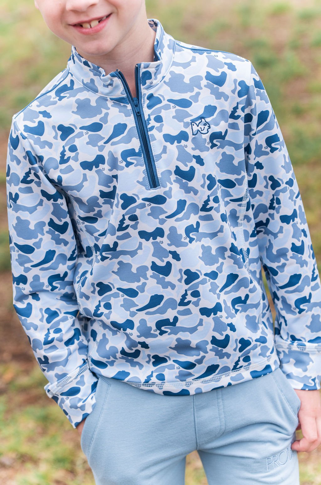 Pro Performance 1/4 Zip Pullover, Blue Break Point Camo