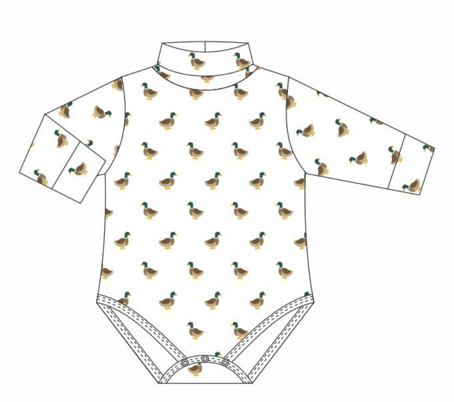 Printed Turtleneck Onsie - Mallard