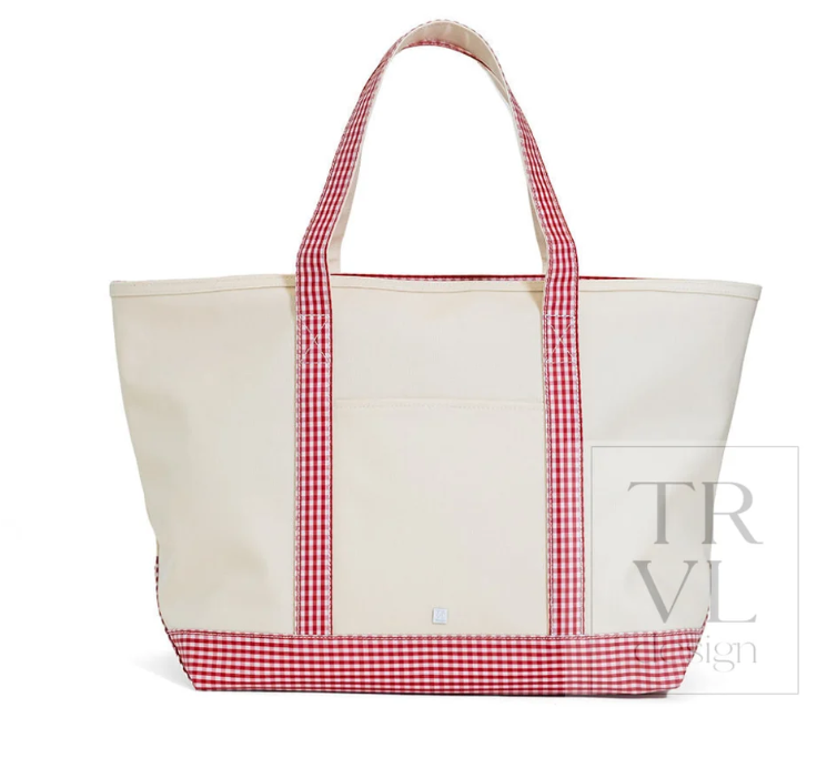 Maxi Tote, Coated Canvas Red Gingham