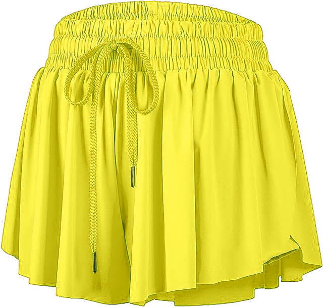 Neon Yellow Butterfly Shorts