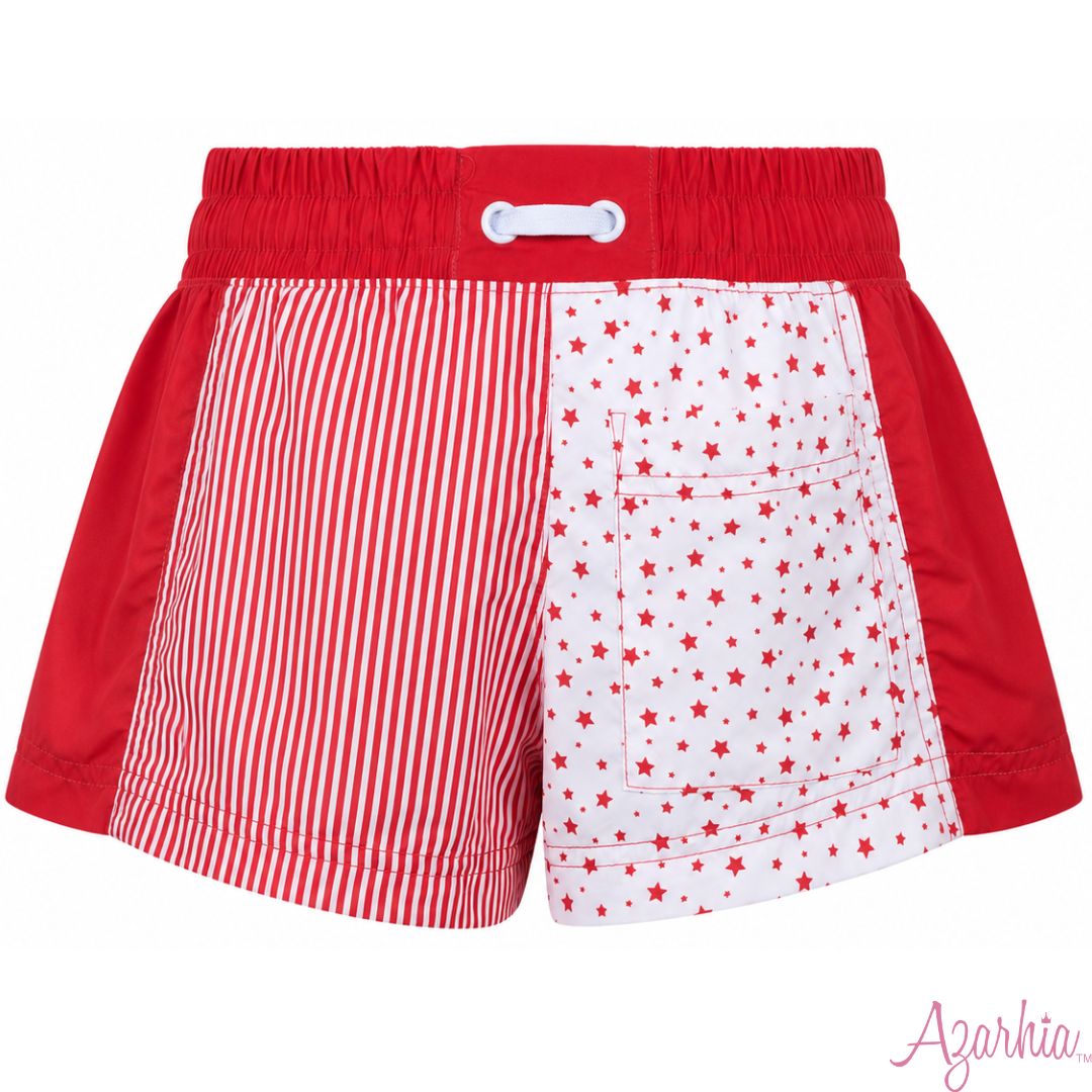 Stars & Stripes Color Block Short, Red