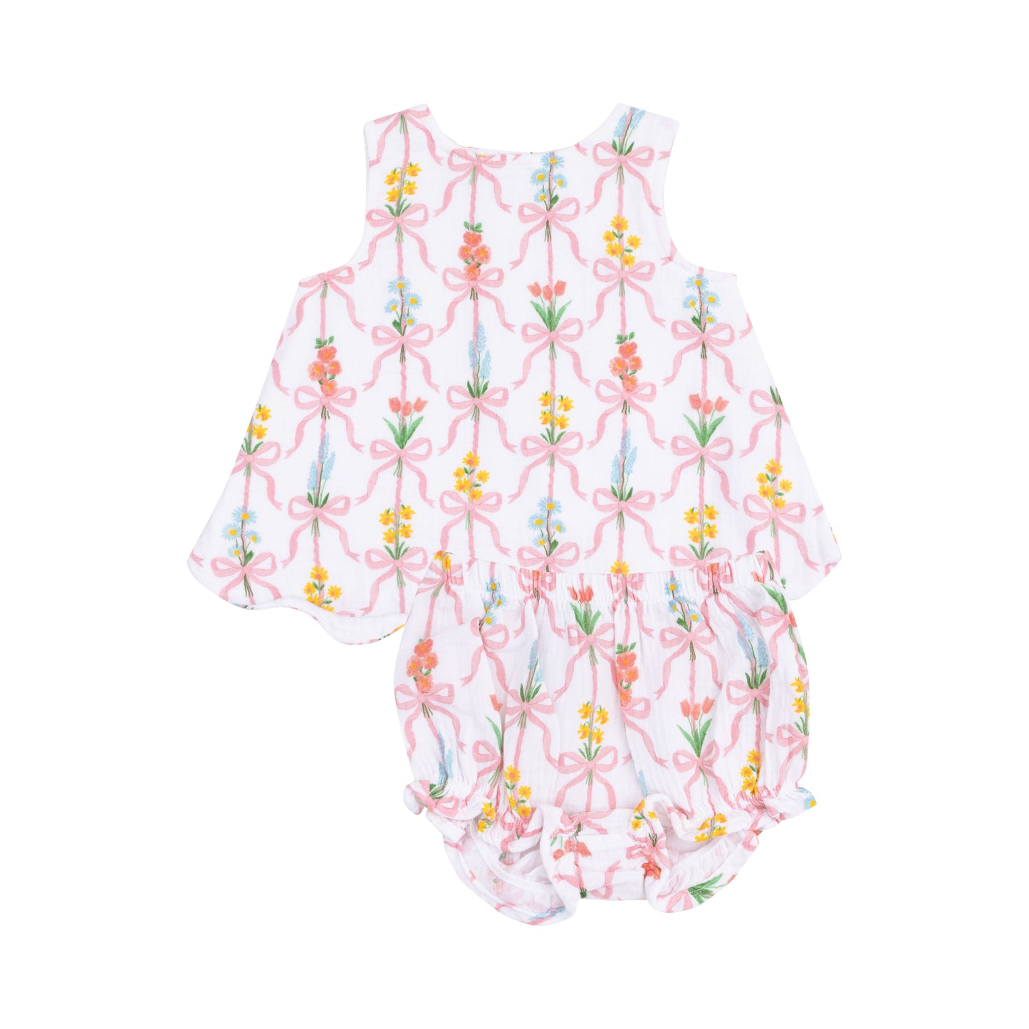 Scallop Open-Back Bloomer Set - Ribbon Bouquets