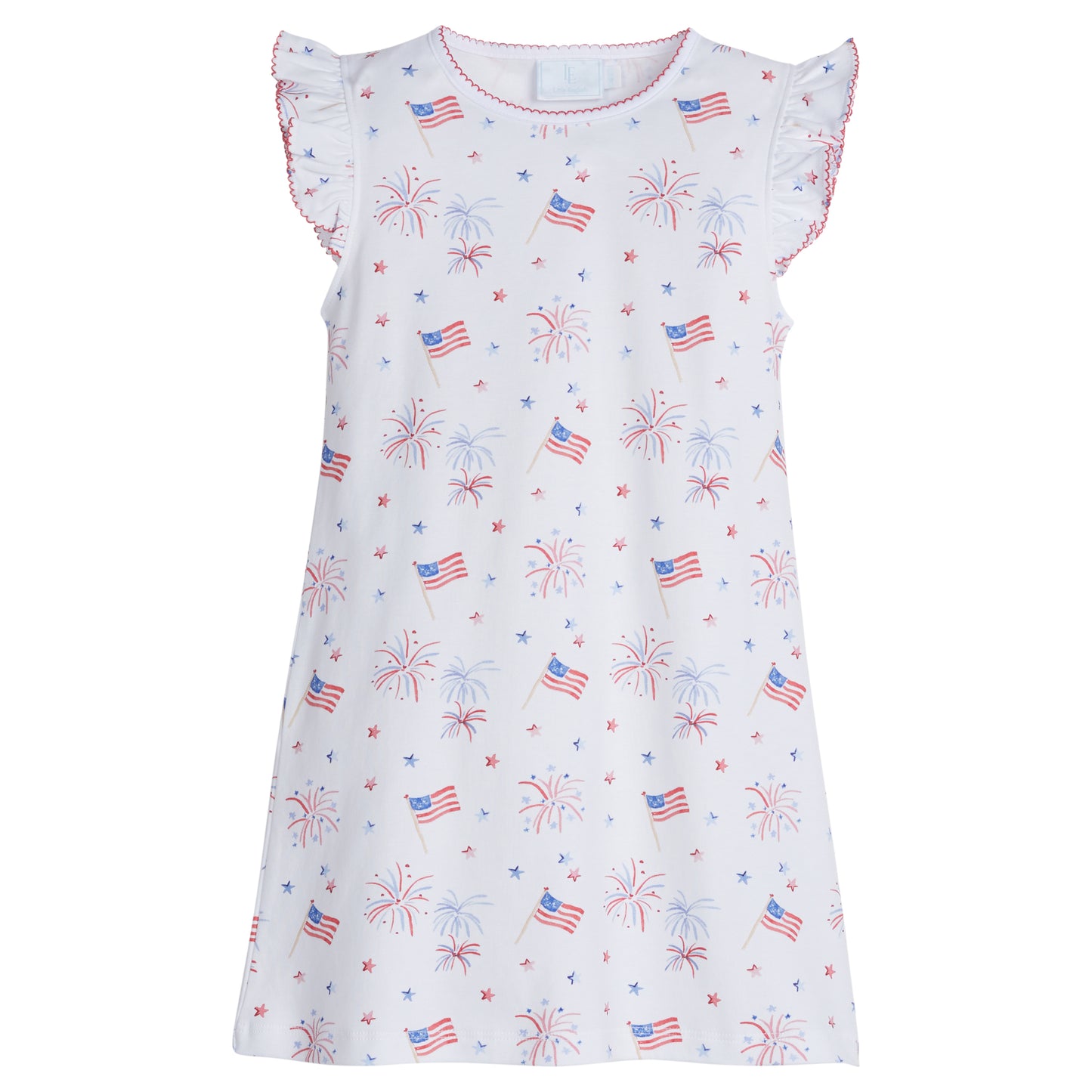 Printed Angel Sleeve Dress - Flags