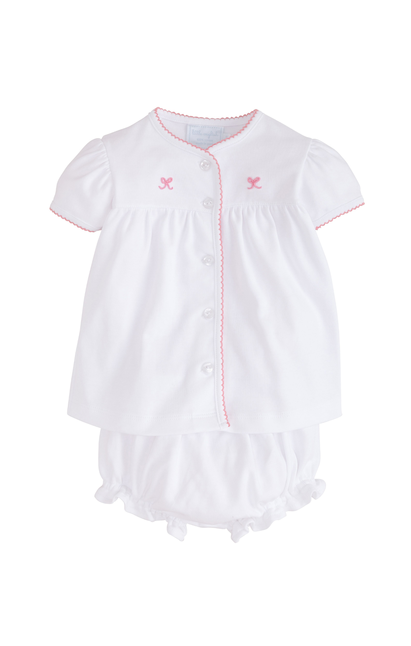 Pinpoint Layette Knit Set, Bow