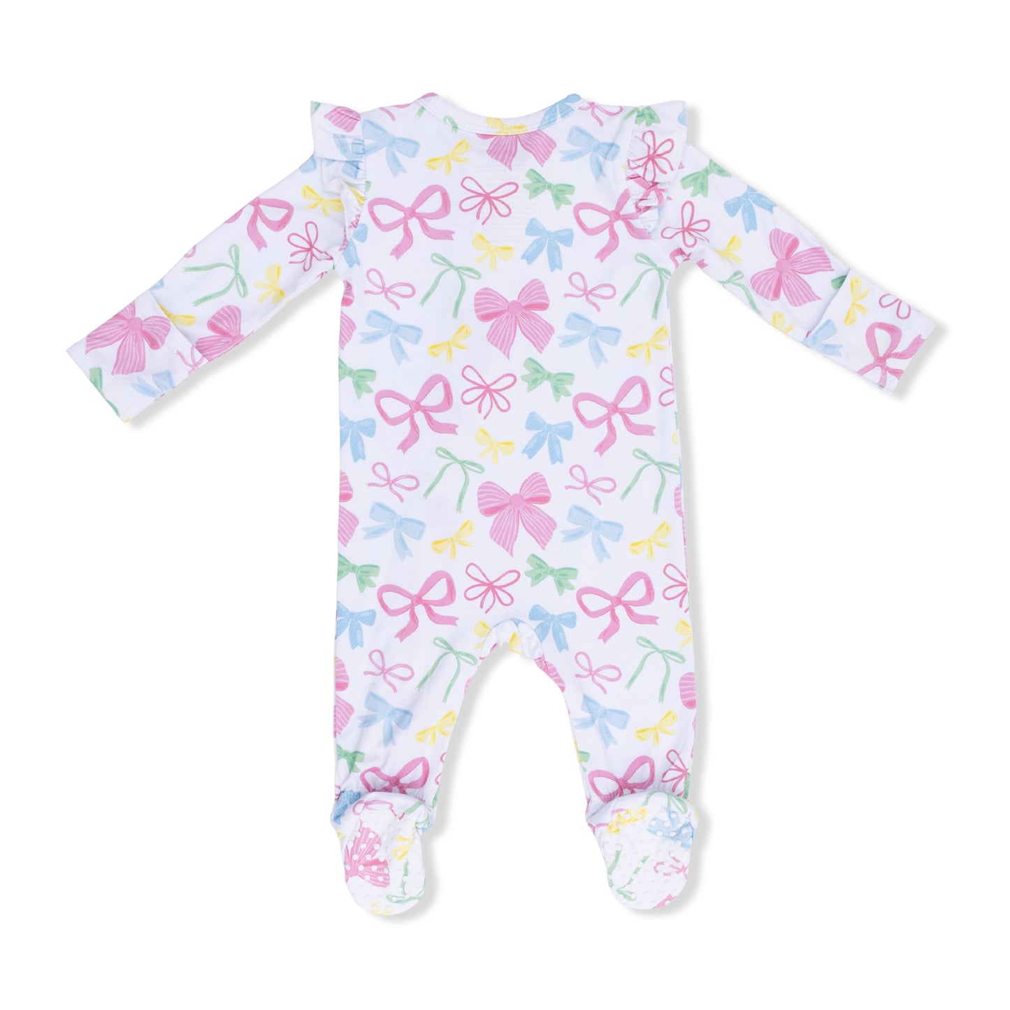 Sweet Bows 2 Way Ruffle Sleeve Zipper Footie