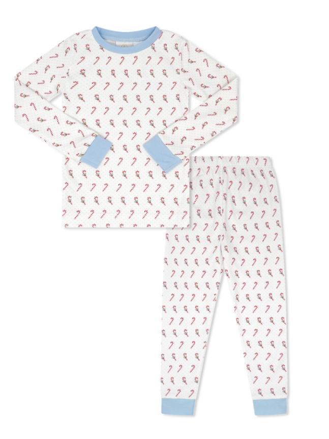 Sweet Pea PJ Set, Candy Cane Lane Blue