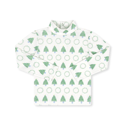 Tiny Tot Turtleneck, Christmas Tree Blue