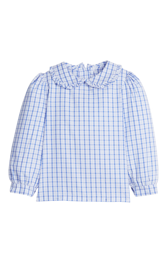 Ruffled Peter Pan Blouse, Woodberry Plaid