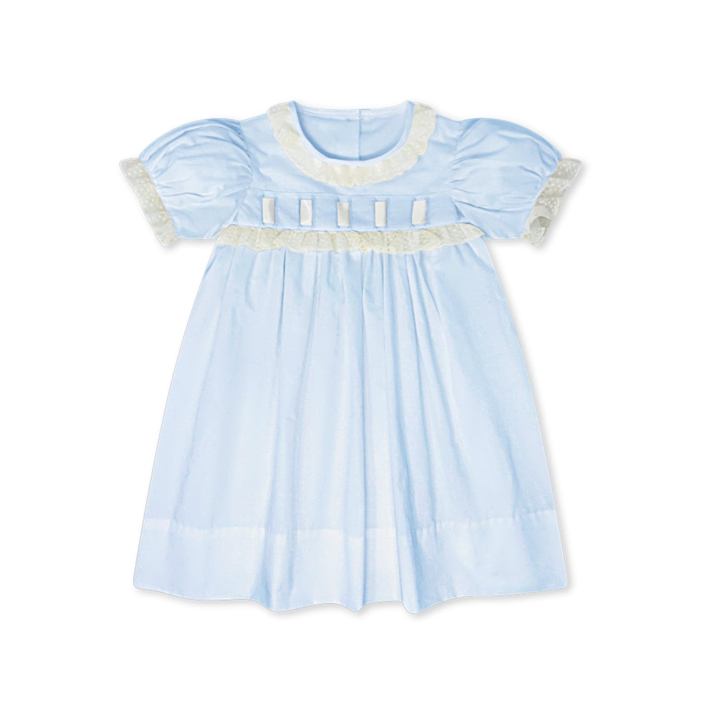 Paris Dress - Blue Bastiste with Ecru Trim ⭐