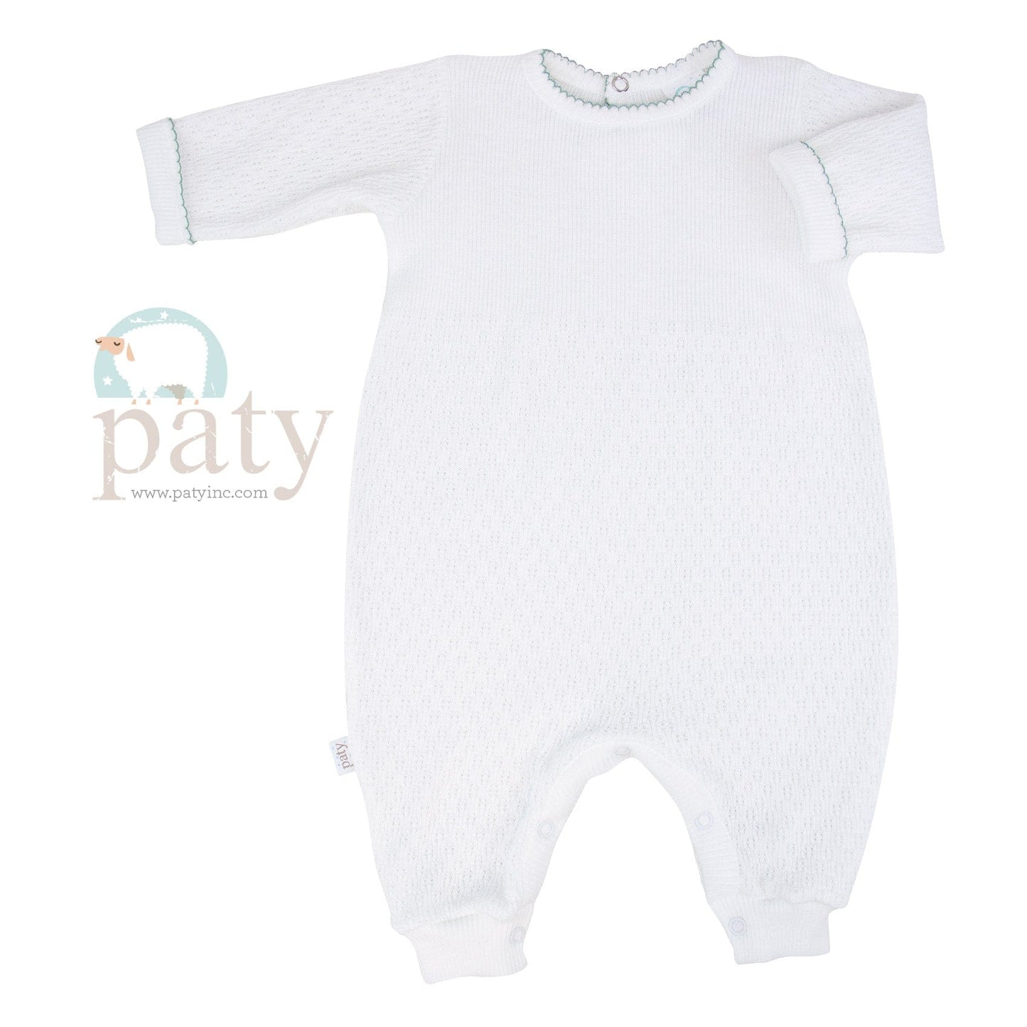 Long Sleeve Romper with Blue Trim by Paty