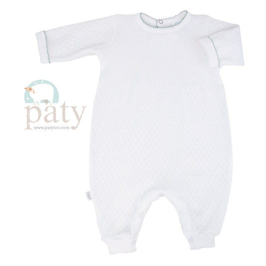 Long Sleeve Romper with Blue Trim by Paty
