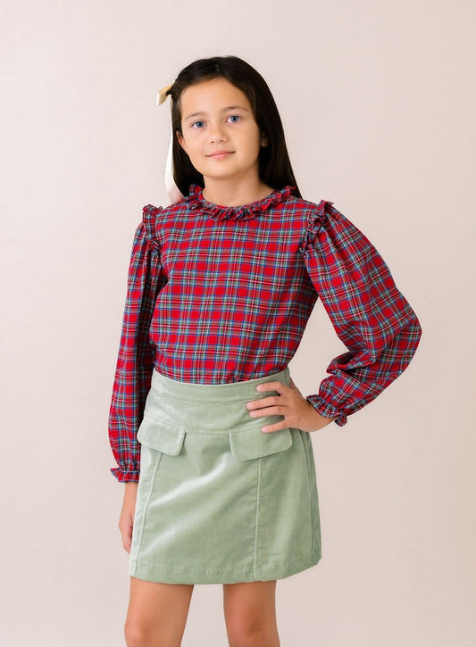 Claire Skirt, Leyland Green Velvet