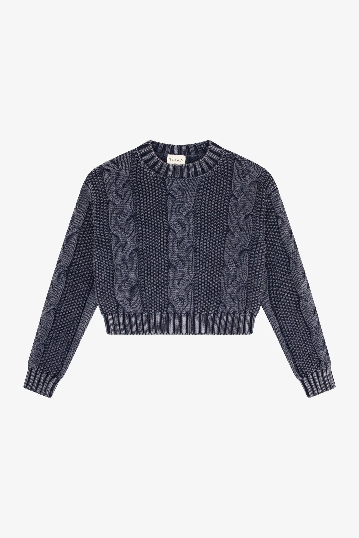 Cable Knit Sweater - Washed Denim