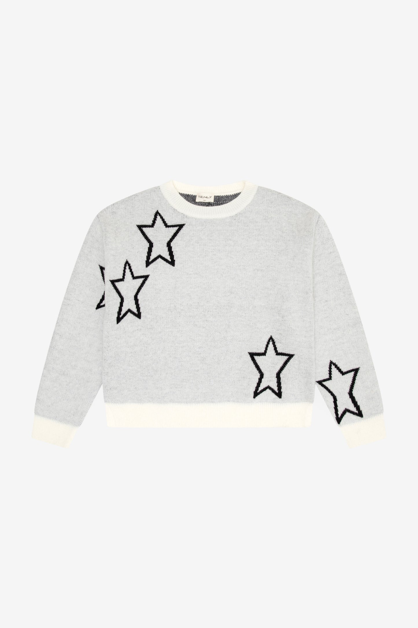 Boxy 'Stars' Sweater - Ivory w/ Black