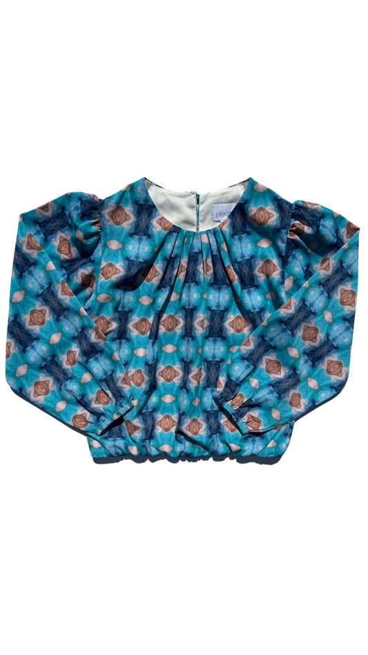 Wren Top - Blue and Brown