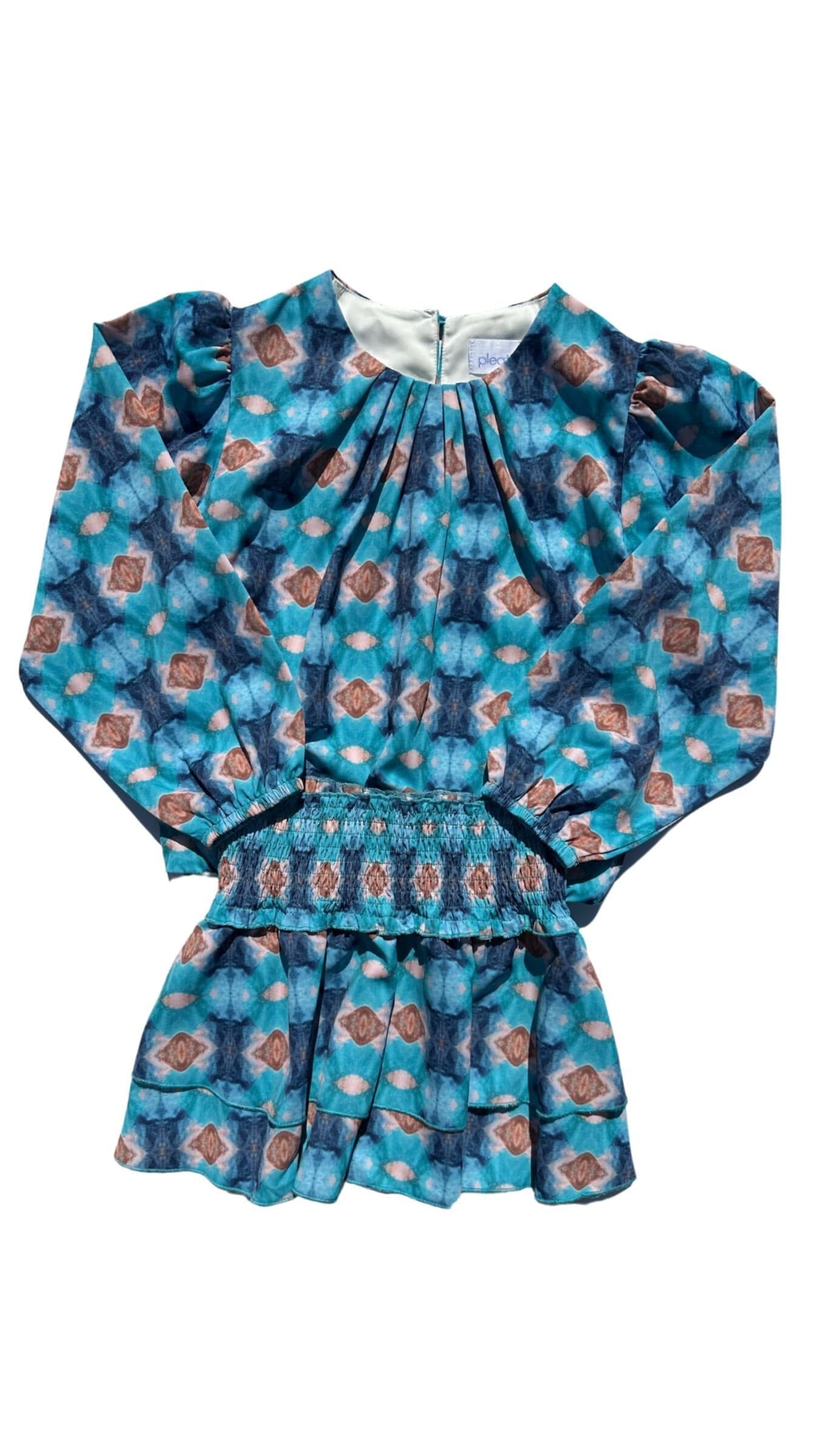 Wren Top - Blue and Brown