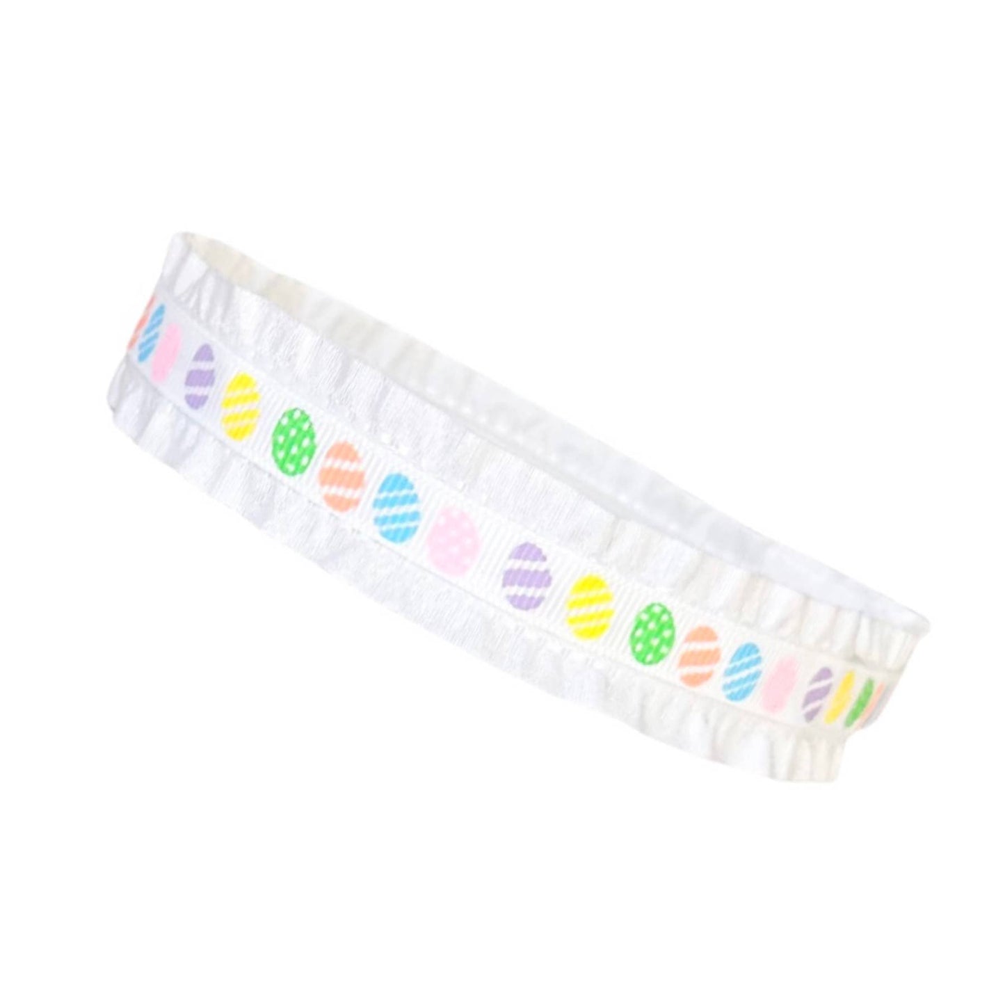 Easter Egg Double Ruffle Headband, White