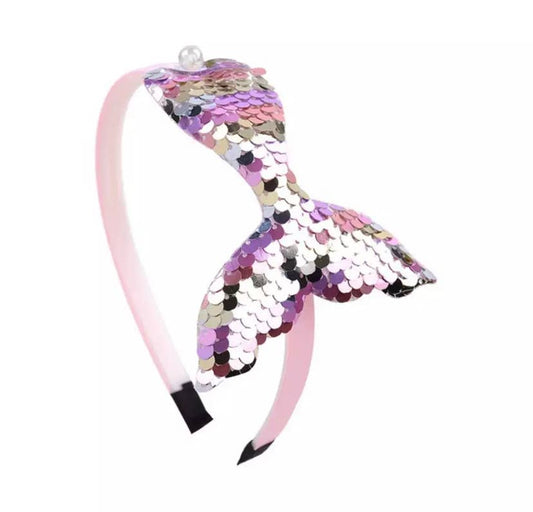 Mermaid Tail Sequin Headband - Pink/Lavender/Silver