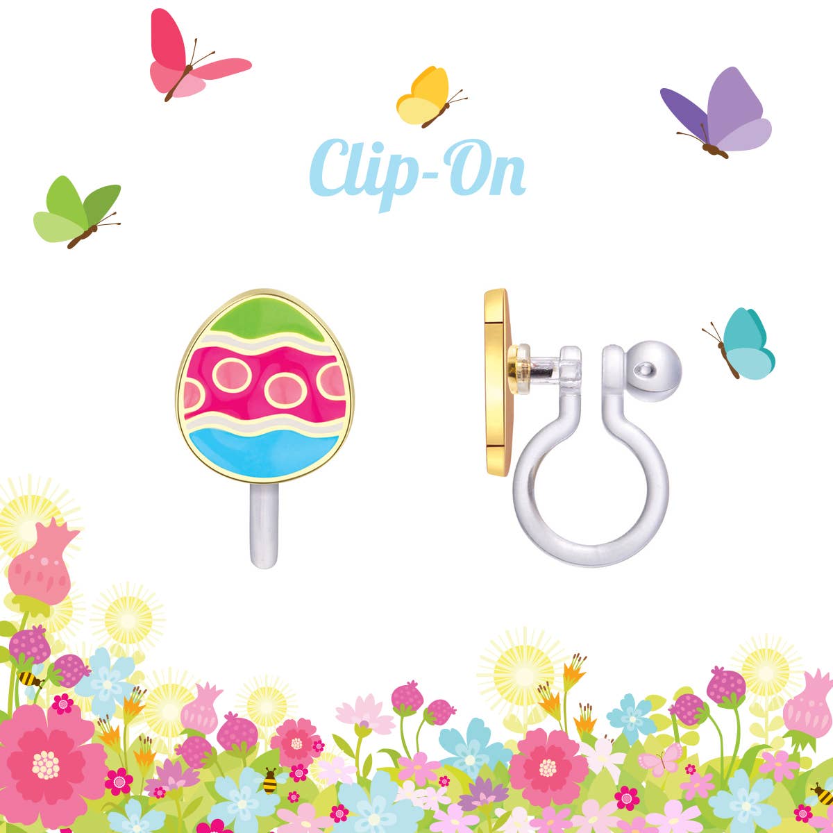 Easter Egg Clip On Earrings