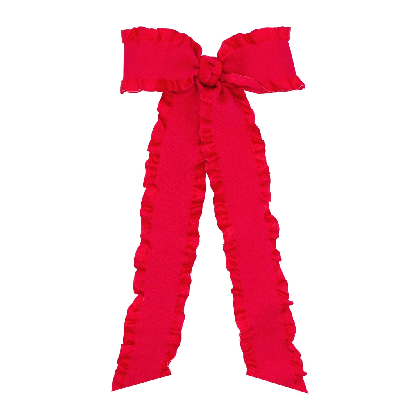 Ruffle Edge Satin Ribbon Bow with Streamer Tails