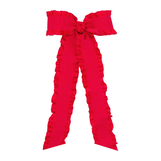Ruffle Edge Satin Ribbon Bow with Streamer Tails