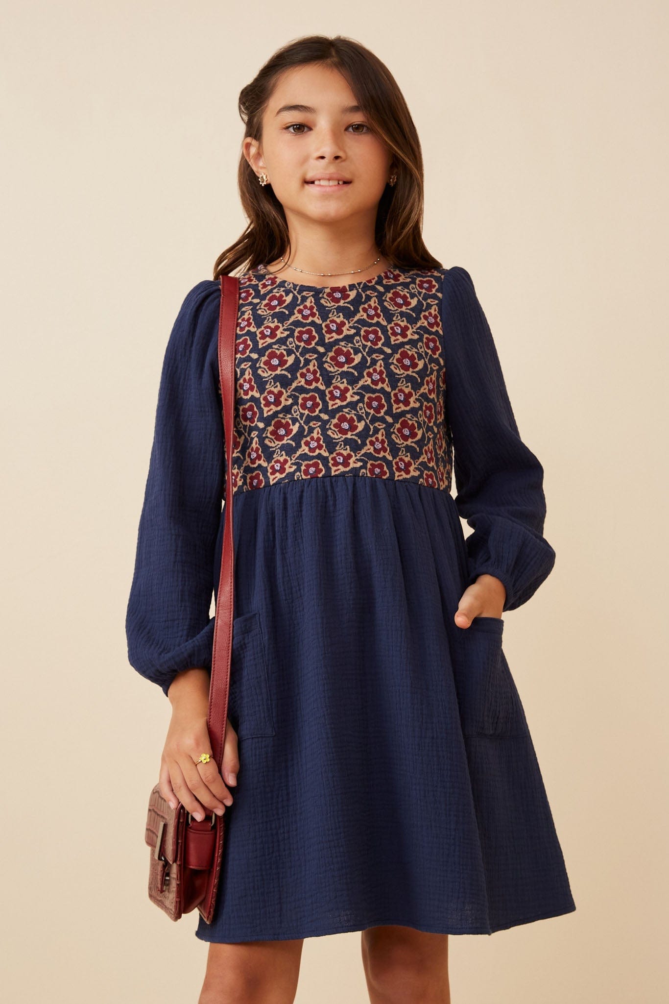 Textured Floral Panel Dress