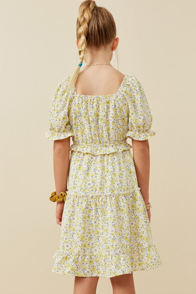Yellow Floral Smocked Dress