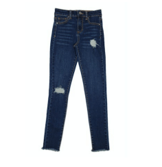 Nina - High Rise Distressed Skinny Jean and Frayed Hem