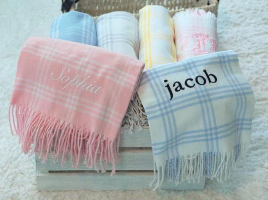 Window Pane Check Flannel Baby Blanket