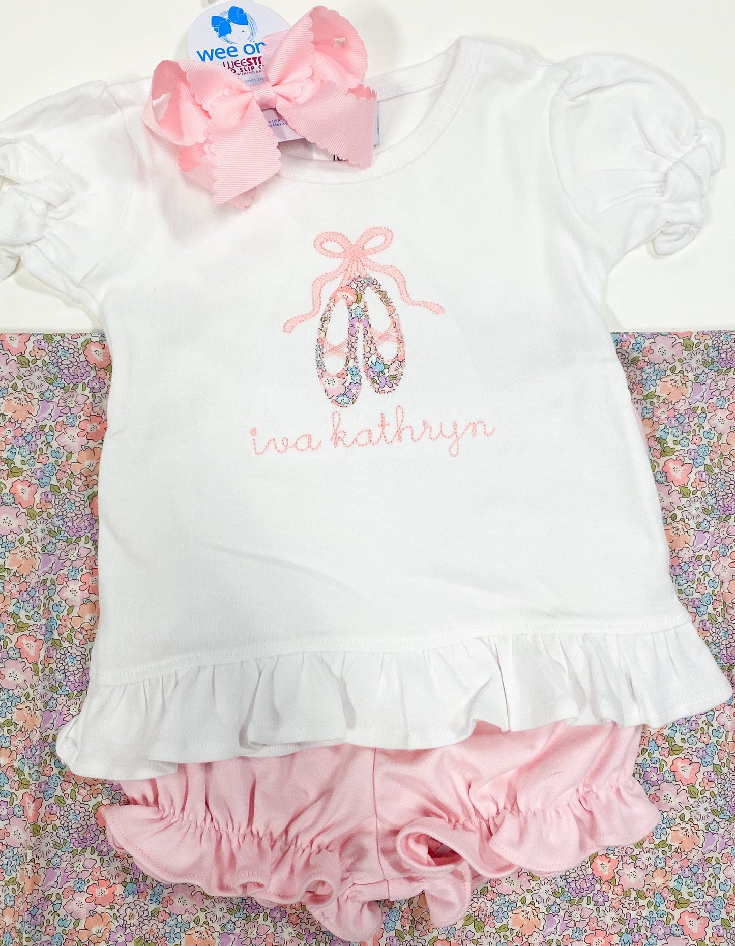 Girls Ballet Slipper Applique Shirt