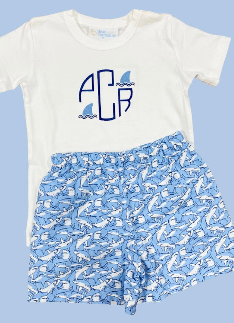 Boys Shark Fin Mini Monogram Shirt