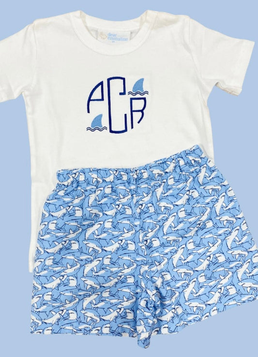 Boys Shark Fin Mini Monogram Shirt