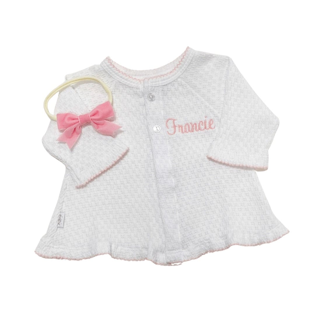 White Sweater with Pink Trim by Paty