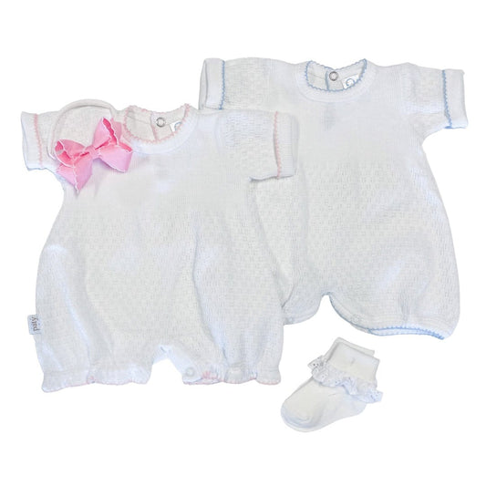 Short Sleeve Bubble with Pink Trim by Paty